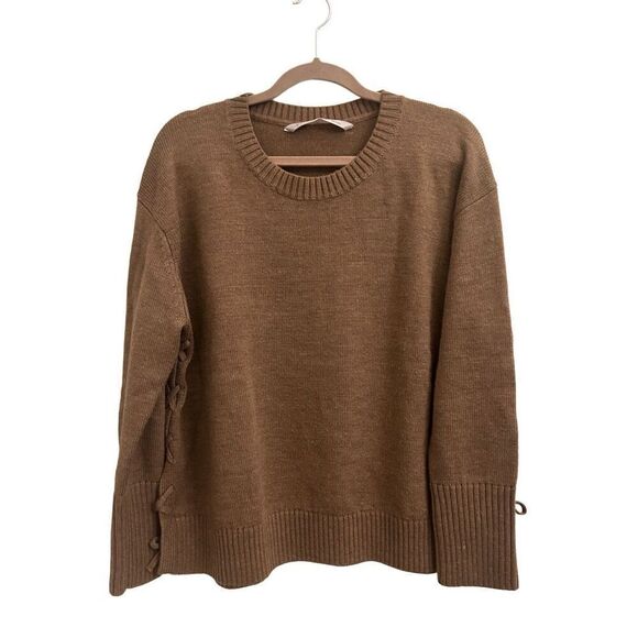 EUC Athleta Nopa sweater 100% extra fine merino wool size M lace-up side - Picture 1 of 7